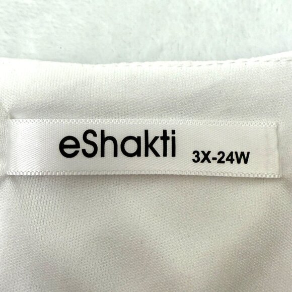 2 Layered Knee Length Dress w/Sash Belt Women 3X White eShakti - Picture 7 of 12